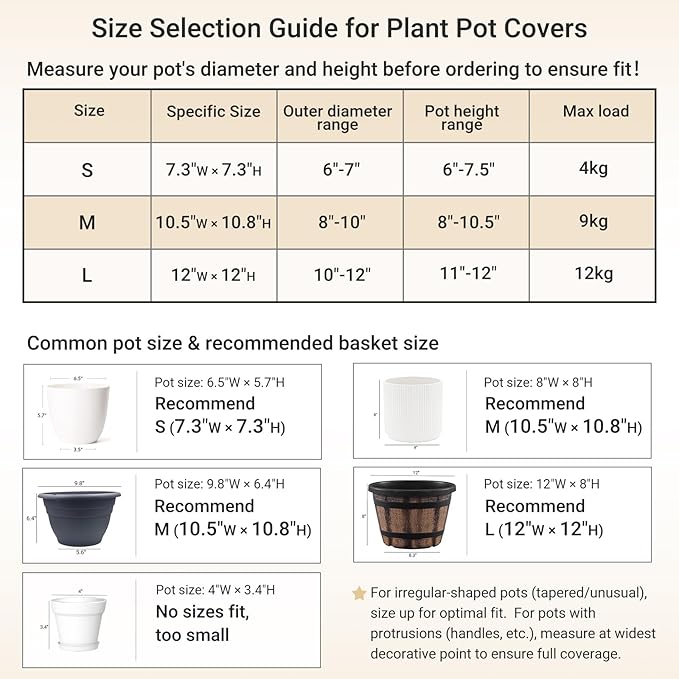 Dahey Jute Spliced Cotton Rope Plant Basket Modern Woven Storage Basket for 12" Floor Indoor Planter, Decorative Flower Pots Cover Laundry Bin with Handle Rustic Home Decor, White and Beige