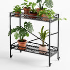 Zhongma 2 Tier Window Height Sturdy Metal Plant Stand with Wheels, 36.6x16x39.4 Inch High, Heavy Duty Succulent Shelf for Home Indoor and Outdoor, 440 LBS Capacity & Heavy Duty Construction