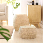 Round Straw Seat Cushion, Tatami Floor Pillow Sitting Cushion, Breathable Round Braided Woven Pouf Ottoman Footstool for Yoga, Meditation, Living Room, Porch (11.81" Dia. x 8.66" H)