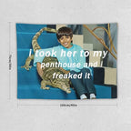 BionZax I Took Her To My Penthouse and I Freaked It Ravi Tapestry for Bedroom Aesthetic, Funny and Meme Tapestries for College Dorm and Living Room - Small Size 30"x40"