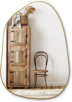 PERFNIQUE Irregular Wall Mirror Asymmetrical Mirror, 27''x19'' Gold Mirror for Bathroom Bedroom Living Room Entryway, Decorative Modern Wall Decor, Wall Mounted Mirror (Gold, 27''x19'')