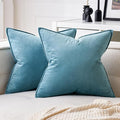 MIULEE Light Blue Velvet Throw Pillow Covers 18x18 Soft Decorative Solid Square Cushion Cases Pack of 2 Modern Luxury Home Decor for Couch, Sofa, Bedroom