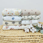 insular Cotton Muslin Baby Blanket with Tassel, Boho Bohemian Muslin Swaddle Blanket Baby Receiving Blanket with Fringe, Nursery Decor Throw or Nursing Blankets, 47" x40”, Blue Dandelion