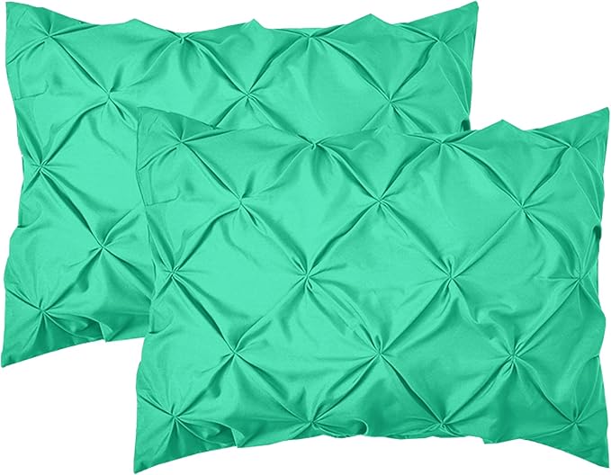 Elegant Comfort 2-Pack Sham Set Pinch Pleat Design, 1500 Premium Hotel Quality Microfiber, Stylish Design-Easy Care, Wrinkle and Stain Resistant, 2-Piece Sham Set, Pleated King, Paradise Teal