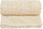 Tegeme Boho Throw Blanket 50"x60" Vintage 100% Handmade Crochet Cotton Throw Blankets, Lightweight Lace Knit for Couch, Bed Decor, Boho Photo Prop, Valentines Gifts for Women