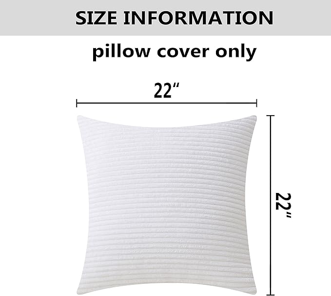 Home Brilliant Set of 2 Decorative Pillow Covers Sofa Cushion Covers Accent Pillows for Couch, 55x55 cm, 22 x 22 Inch, Creamy White