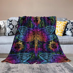 Mandala Boho Throw Blanket Colorful Dragonfly Sun Bohemian Blanket for Sofa Bed Couch Chair Or Dorm 50"x60"