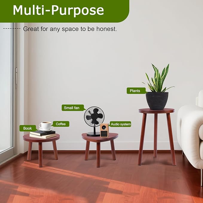 Plant Stand Indoor,2 Pack Single Plant Tables Indoor,Planter Stand,Multi-purpose Plant Shelf for Living Room Balcony Garden Patio Office,Walnut
