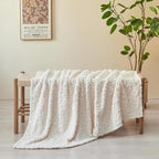 lifein Throw Blanket for Couch-Cream Heart Boho Throw Blanket, Soft Fleece Plush Lightweight Blankets&Throws for Woman, Fuzzy Decorative Blankets for Livingroom Bed Sofa Chair(50x60in,Cream)