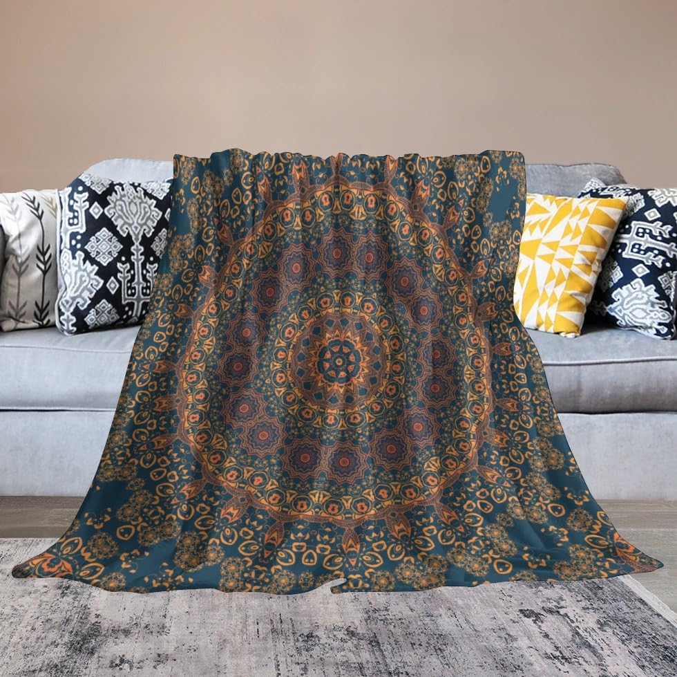 Indian Hippie Blanket,Vintage Bohemian Abstract Geometric Mandala Textured Flower Print Blanket for Couch Sofa Bed Decorative Gifts 30x40 - color: Blanket-18, size: 30"x40"