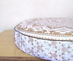 ICC Large Hippie Mandala Round Floor Pillow Cover Ottoman Pouf Cover Daybed Oversized Cotton Cushion Cover with Heavy Duty Zipper Seating Ottoman Poufs Dog-Pets Bed (White Gold Ombre, 35" Round)