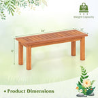 Tangkula Wooden Plant Stand, Outdoor Indoor Solid Wood Flower Pot Holder Display Shelf with Teak Oil Finish, Slatted Top, Rustic Plant Rack for Patio Garden Entryway Porch