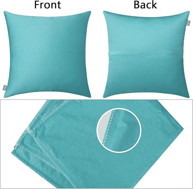 Thmyo 4-Pack 100% Cotton Comfortable Solid Decorative Throw Pillow Case Square Cushion Cover Pillowcase Sublimation Blank Pillow Covers DIY Throw Pillowcase for Sofa Bedroom(20x20 inch/ 50x50cm,Green)