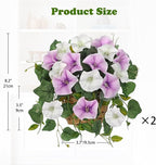 Briful 2 Pack Fake Morning Glory with Handwoven Basket - 8.2in Faux Potted Flowers Silk Floral Table Centerpiece for Home Office Room Shelf Desk Decor
