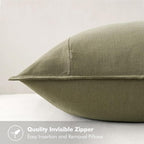 MIULEE Decorative Linen Euro Sham Pillow Covers 26x26 Light Olive Green Boho Farmhouse Neutral Couch Throw Pillows for Bed Pack of 2 Accent Modern Pillowcase Summer Sofa Livingroom Home Decor
