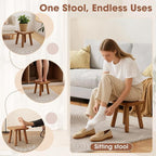 9 Inch Small Wooden Step Stool, multi-functional footstool, shoe changing stool, indoor plant stand, portable and sturdy, suitable for living room, kitchen, bedroom, bathroom (Walnut wood color)