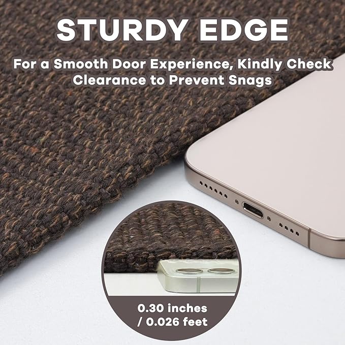 EARTHALL Small Area Rug 2x3 Ft Washable Rugs for Entryway Non Slip Braided Throw Rugs Door Mat Indoor Outdoor Entrance Cotton Woven Carpet for Kitchen Foyer Front Door, Brown/Coffee