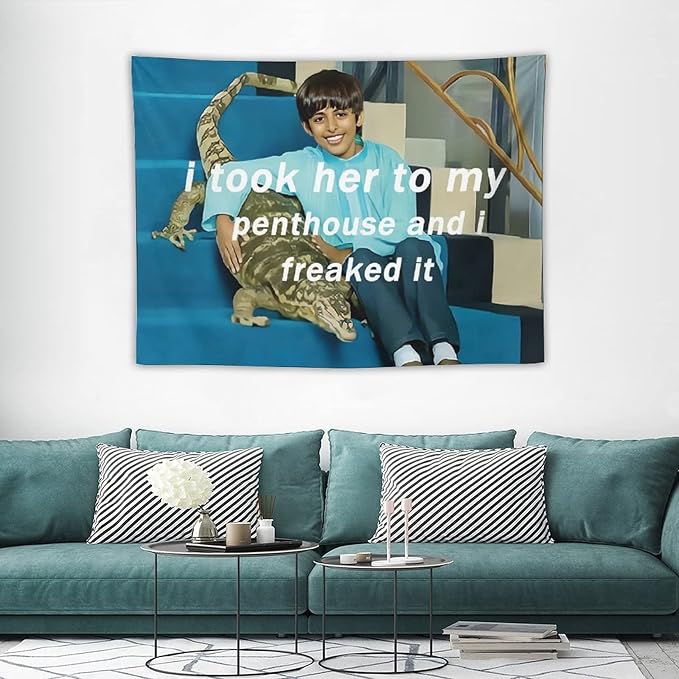 BionZax I Took Her To My Penthouse and I Freaked It Ravi Tapestry for Bedroom Aesthetic, Funny and Meme Tapestries for College Dorm and Living Room - Small Size 30"x40"
