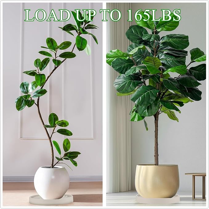2 Pack Plant Caddy with Wheels,15" Rolling Plant Stand 195 LBS Heavy Duty with Hidden 360 ° Rotating Silent Wheel Wheels for Outdoor Indoor Large Plant Pots, Flower Pot, Patio