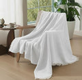 KyraHome 100% Cotton Muslin Blankets for Adults, Couch, 50"x60", Pre-Washed Plant Dyed, Breathable Lightweight Gauze Bed Blanket, All Season (White)