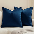 MIULEE Navy Blue Velvet Throw Pillow Covers 22x22 Soft Decorative Solid Square Cushion Cases Pack of 2 Modern Luxury Home Decor for Couch, Sofa, Bedroom