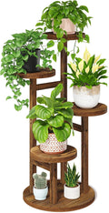 LASZOLA Black 4 Tiered Wooden Plant Stand Indoor with Heavy Duty Planter, Large Multiple Level Vertical Flower Rack for Narrow Corner, Sturdy Rustic Shelving Organizer Holder for Modern House Bathroom