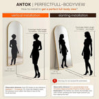 Antok 58" x19” Arched Full Length Floor Mirror, Gold Aluminum Frame, Free Standing/Wall Mount/Leaning for Bedroom, Living Room, Dressing Room