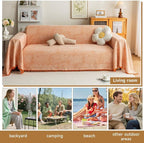 ROOMLIFE Orange Couch Cover Boho Sofa Covers for 3 Cushion Couch Washable, Furniture Protector Sofa Couch Cover for Dogs, Soft Breathable Sofa Slipcover, Couch Throw Blankets with Tassels 71''X134''
