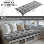 Bench Cushion for Indoor Furniture 40x20 in Velvet Thicken Indoor Window Seat Cushion, Piano Sofa, Entryway Storage, Bay Window Tufted Patio Porch Swing Bench Pad Memory Foam(Gray)