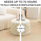 Round Pouf Ottoman Boho Poof Home Decor Floor Pouffe Ottoman Foot Rest for Couch Sofa Bean Bag Chairs Living Room Bedroom 20 x 20 x 14 Inches Ivory Checkered Pouf with Filler