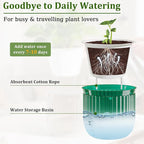Halatool 8.3 Inch Hanging Pots for Plants Indoor- 2 Pack Self-Watering Hanging Planters Flower Pots, Plant Hanger with Hooks Drainage Holes for Garden Home (Green)