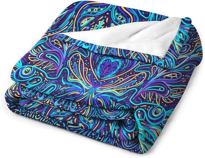 Hippie Bohemian Mandala Throw Blanket Indian Gypsy Abstract Flower Floral Texture Print Blanket for Sofa Bed Couch Chair Or Dorm 40"x50"