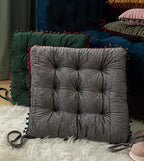 Round Throw Pillow Thickened Seat Cushion Sofa Cushion Meditation Pillow Living Room Window Balcony Decoration Pillow (15.7in, Square Dark Green)