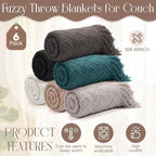 Buryeah 6 Pack Boho Knitted Throw Blankets with Tassels 50x60 Soft Warm Throws Bulk for Wedding Guests Housewarming Employee Teacher Appreciation Gifts Cozy Farmhouse Home Decor (Neutral Color)