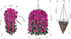 Artificial Geraniums Flowers Fake Hanging Baskets for Spring Outdoor Decor, Faux Hanging Plants Outdoors in Planter Silk Vines UV Resistant Look Real for Outside Garden Balcony Patio Porch, Fuchsia