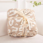 NEXHOME PRO Leopard Soft Blanket Twin Size, Fuzzy Throw Blanket for Couch Bed Sofa Picnic, Knit Blankets for Women Gifts Beige 60 x 80 inches