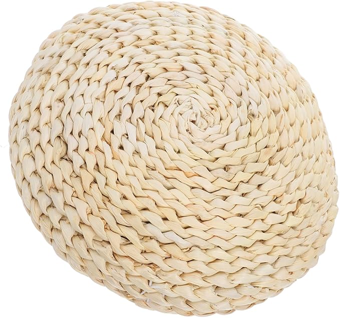 Round Straw Braid Cushion 11.81 Inch Handwoven Yoga Meditating Seat Pad with Breathable Space Cotton Filling for Home Tatami Floor and Windowsill