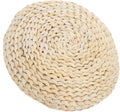 Round Straw Braid Cushion 11.81 Inch Handwoven Yoga Meditating Seat Pad with Breathable Space Cotton Filling for Home Tatami Floor and Windowsill