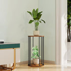 Plant Stand Indoor,small plant stool,Flower Pot Corner stand holder,Mid Century Heavy Duty Metal Tall Home Decor,Modern Round End Table,Small Rustic Display Stand for Living Room,Bedroom(Brown,21In)