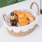 Handmade Seagrass Wicker Storage Basket with Handles & Removable Liner,Eco-Friendly Oval Woven Shelf Basket Organizer for Home Decor,Set of 3