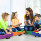 HONEY JOY 6PCS Floor Cushions for Kids, 15 Inch Flexible Alternative Portable Classroom Seating w/Handles, Easy to Clean, 3 Inch Thick Soft Foam Square Comfy Seats for Daycare Preschool(Square, Red)