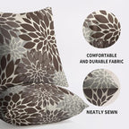 Dark Brown Grey Gray Pillow Covers 24X24 Inch Set of 2, Dahlia Flower Spring Summer Floral Cream Decorative Throw Pillow Covers Outdoor Modern Farmhouse Cushion Case for Home Couch Sofa Bed Decor