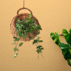 Woven Flower Basket, Pure Handmade Rattan Flower Pots with Handle, Easy Hanging, Wall Storage Woven Baskets, Wall Storage Basket for Garden Outdoor, Large