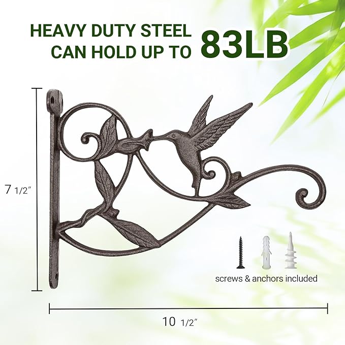 Mkono 2 Pack Hanging Plant Bracket Hook Iron Decorative Plant Hanger for Flower Basket Bird Feeder Wind Chime Lanterns