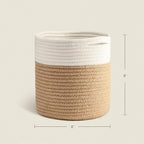 TIMEYARD Jute Rope Plant Basket Small Woven Storage Baskets for Up to 7" Planter, 8" x 8" Decorative Plant Pot Cover Woven Planter Basket Laundry Baskets with Handles Modern Home Décor