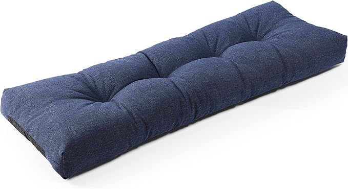 SUNROX LokGrip Non Slip Tufted Memory Foam Bench Cushion, FadeShield Water Resistant Durable Thicken Outdoor/Indoor Bench Seat Pads 51x16x4 inch, Heather Indigo