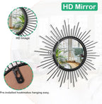 Sunburst Wall Mirror, Black Large Spoked Wall Decor Mirror Bohemian Home Round Modern Metal Wall Art Mirror for Living Room Hallway Bedroom Bathroom 24" x 24"