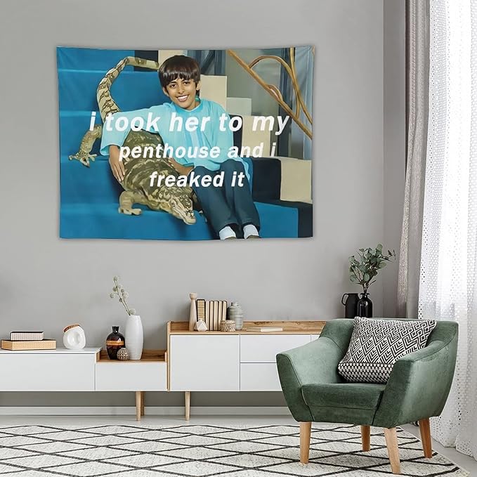 BionZax I Took Her To My Penthouse and I Freaked It Ravi Tapestry for Bedroom Aesthetic, Funny and Meme Tapestries for College Dorm and Living Room - Small Size 30"x40"
