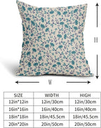 Blue Teal Pillow Covers 24x24 Set of 2 Vintage Floral Rustic Old Style Cute Flower Print Decorative Outdoor Pillowcases Seasonal Farmhouse Throw Cushion Case Decor for Couch Sofa Bed