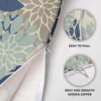 Blue Aqua Tan Pillow Covers 18X18 Inch Set of 2, Spring Summer Floral Dahlia Flower Cream Decorative Throw Pillow Covers Outdoor Modern Farmhouse Cushion Case for Home Couch Sofa Bed Decor